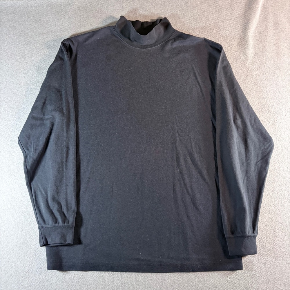 LL Bean Mens Large Black Mock Neck Long Sleeve T-Shirt Cotton Blend 0KW38